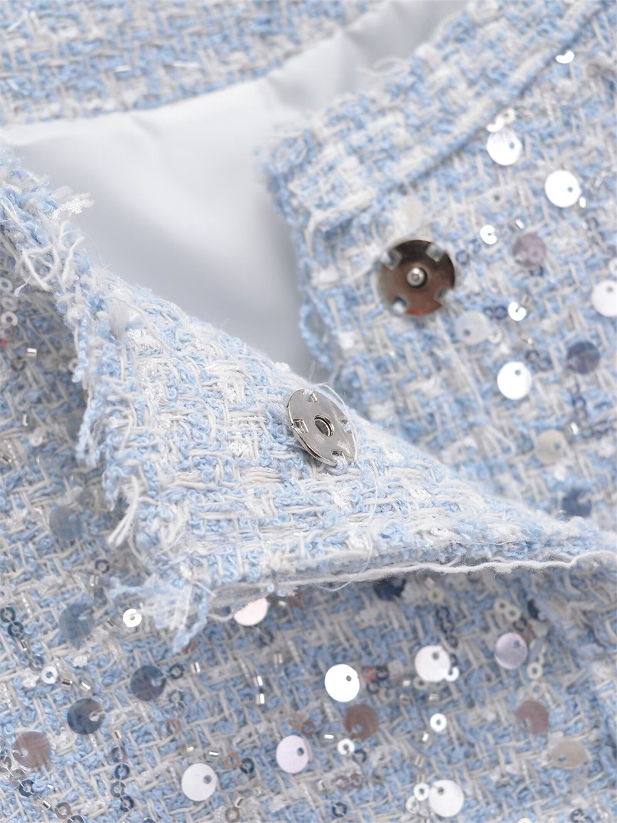 Women's Gender Women's Elegant Streetwear Solid Color Sequins Single Breasted Coat Casual Jacket
