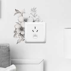 New fun-kg38 minimalist black and white floral leaf switch sticker for living room entrance home decoration wall decal