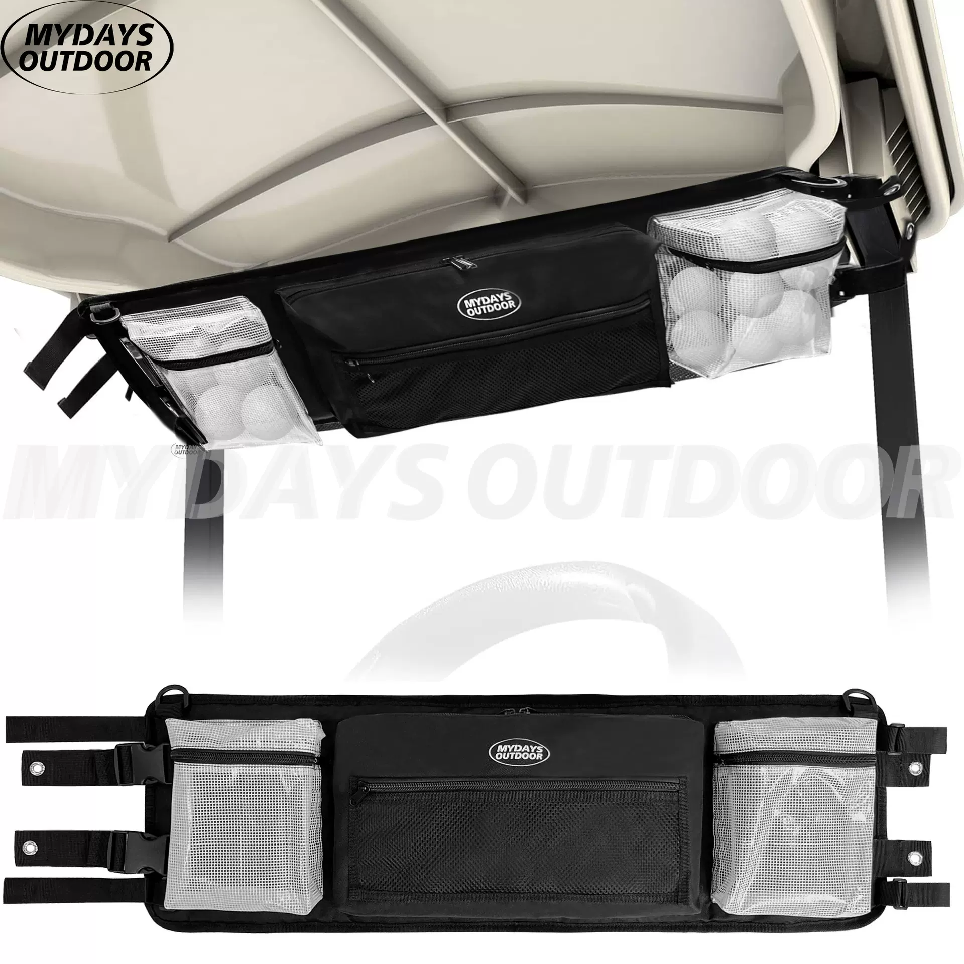 跨境高尔夫球车顶棚配件收纳包袋Golf Cart Overhead Storage Bag