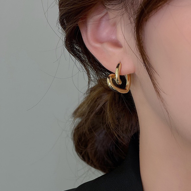 1 Pair Quantity 1 Pair Simple Style Heart Shape Plating Copper Hoop Earrings