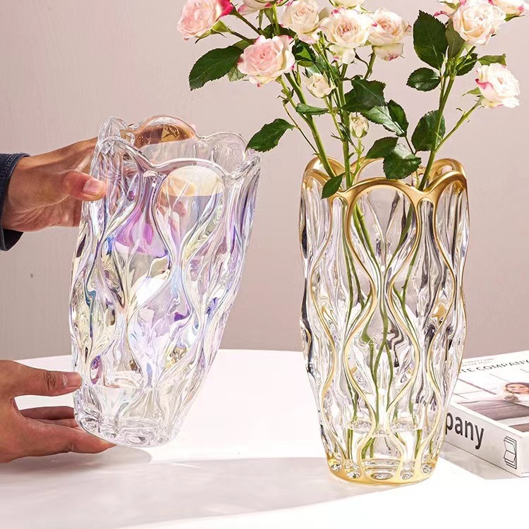 Vase Ornaments Light Luxury Creative Transparent Crystal Glass Living Room ins Style Flower Arranging Flowers Advanced Sense Dining Table Decoration