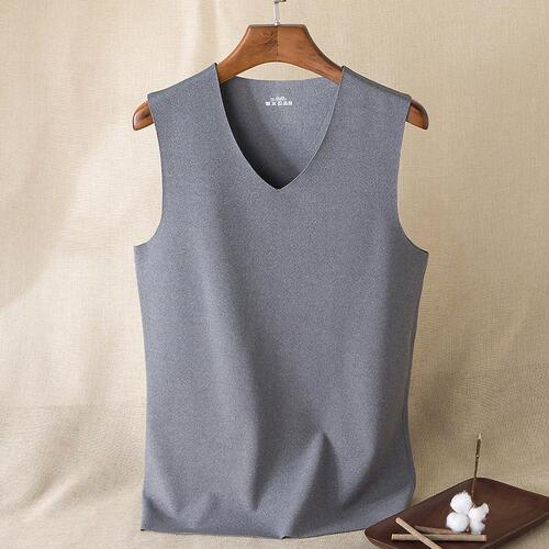 Men's Seamless Thermal Vest Men's Velvet Thickened Slim Fit Bottoming Shirt Stretch Heated Autumn and Winter Underwear Vest Top