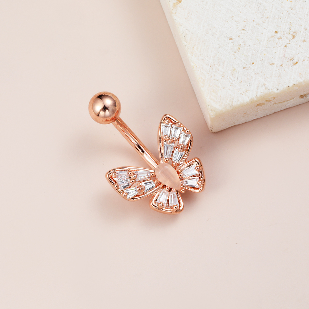 Butterfly Belly Button Ring Zirconia Navel Piercing Jewellery_voghion.com