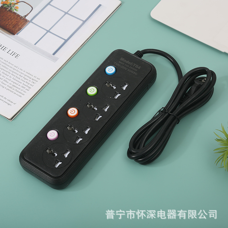 Enchufe transfronterizo con interruptor independiente enchufe de orificio universal con puerta de protección para niños enchufe estándar estadounidense estándar británico estándar europeo