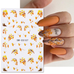 新型ネイルシール卸売りinsネットレッド秋カエデの葉の落葉が漂っているネイルシールのデカールnail