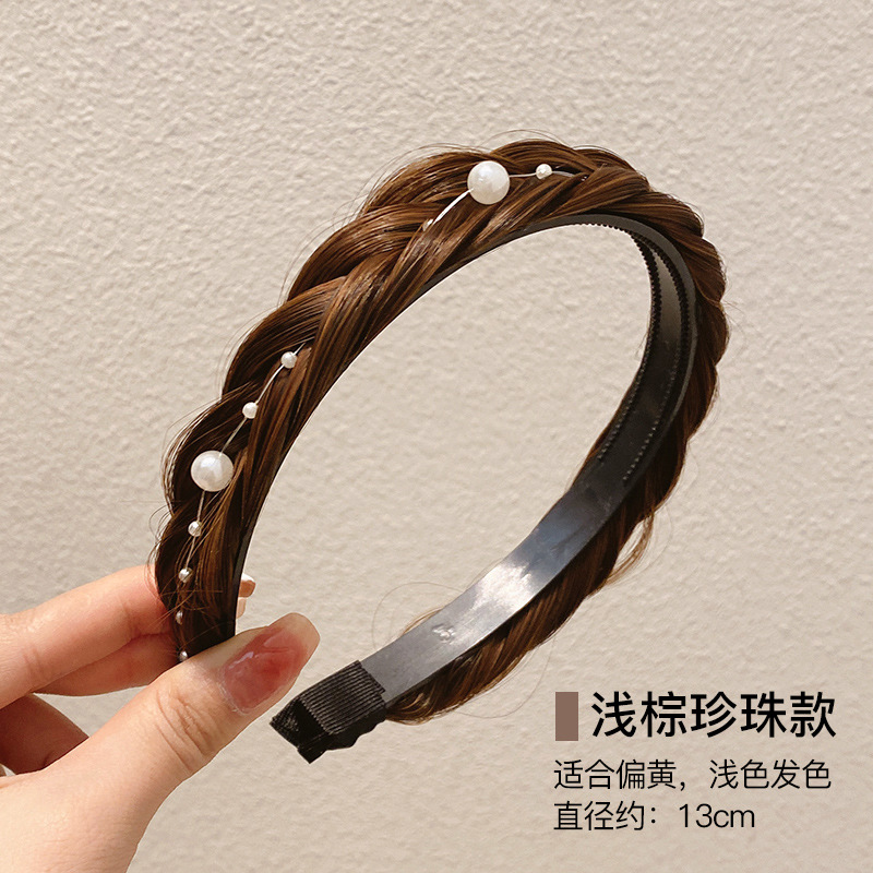 Twist trenza peluca diadema femenina alta Cráneo superior cara lavado integrado hueso de pescado trenza diadema pelo presionando tocado trenza horquilla pelo paquete