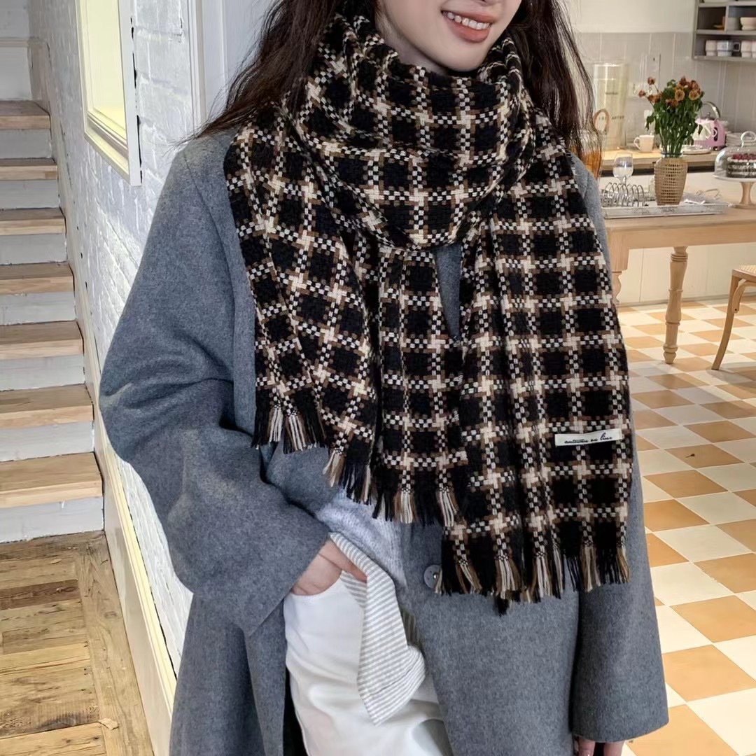 Unisex Sweet Plaid Acrylic Tassel Scarf display picture 5