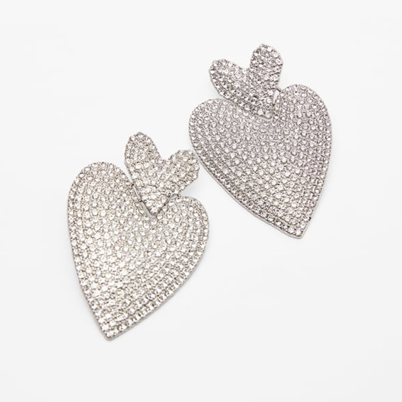 European And American Trend Exaggerated Geometric Heart Rhinestone Earrings display picture 6