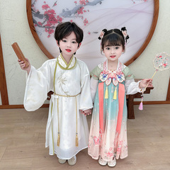男女半日古風大袖中国風満印箔押し兄弟服スカート2点セット唐装代理