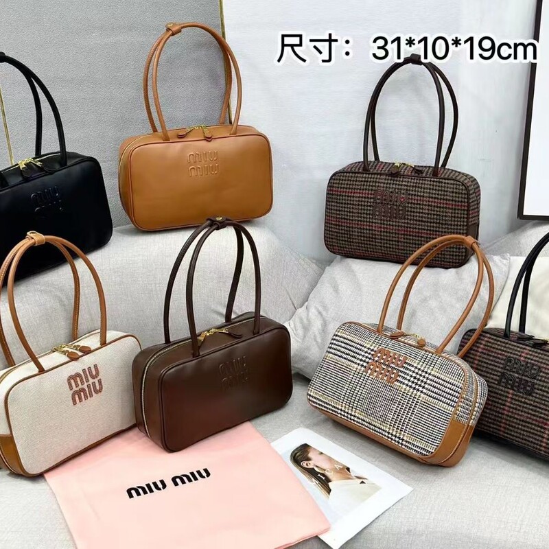 Miu Handbag Briefcase for Women 2024 Canvas Large Capacity Crossbody Shoulder Underarm Bag Miu Bag for Daily Use