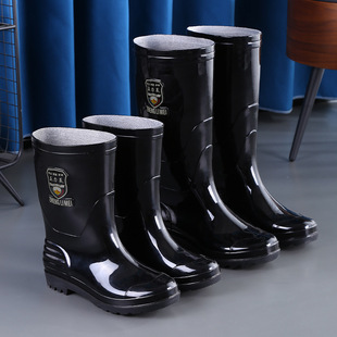 Thickened High-Top Waterproof Shoes, Wear-Resistant Rain Boots, Labor Protection Rain Boots, Men's Summer Adult Acid and Alkali Resistant Rubber Shoes, Car Wash Anti-Slip Overshoes