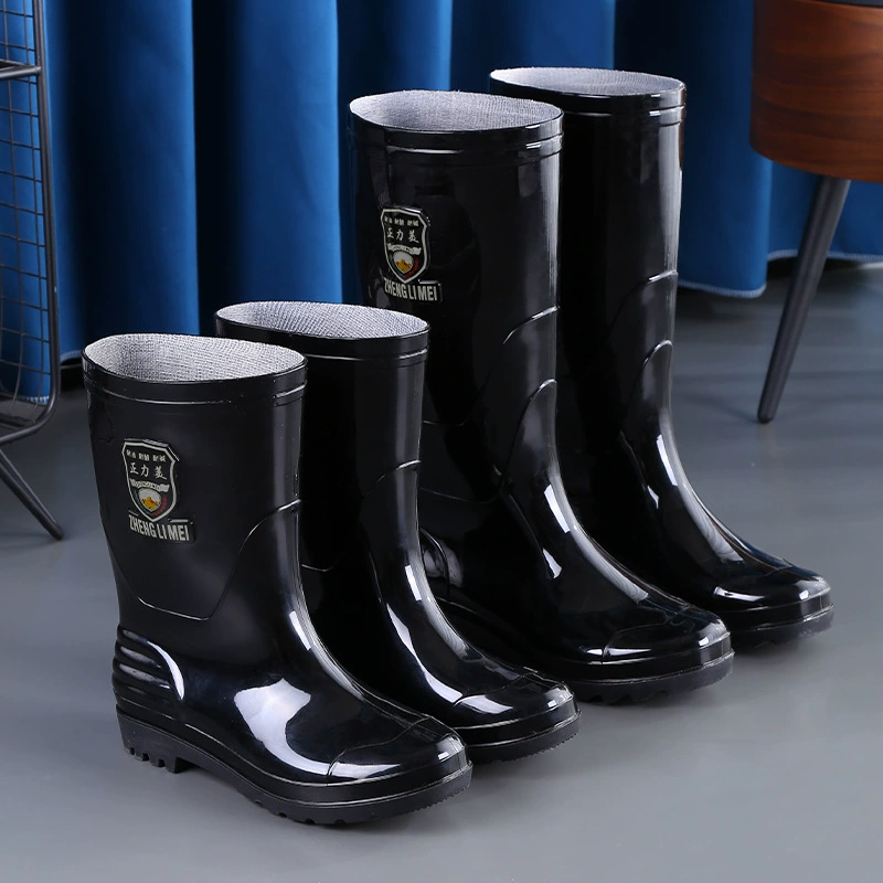 Утолщенная непромокаемая обувь с высокой трубкой, износостойкая непромокаемая обувь, защита труда, непромокаемая мужская летняя резиновая обувь для взрослых, устойчивая к кислотам и щелочам, Нескользящие галоши для мытья автомобилей
