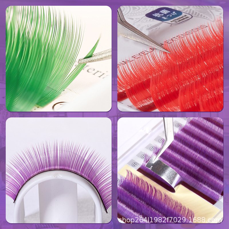 Fábrica de mezcla 0.07 pestañas de color, pestañas falsas, gran capacidad de injerto de vello redondo denso, pestañas al por mayor