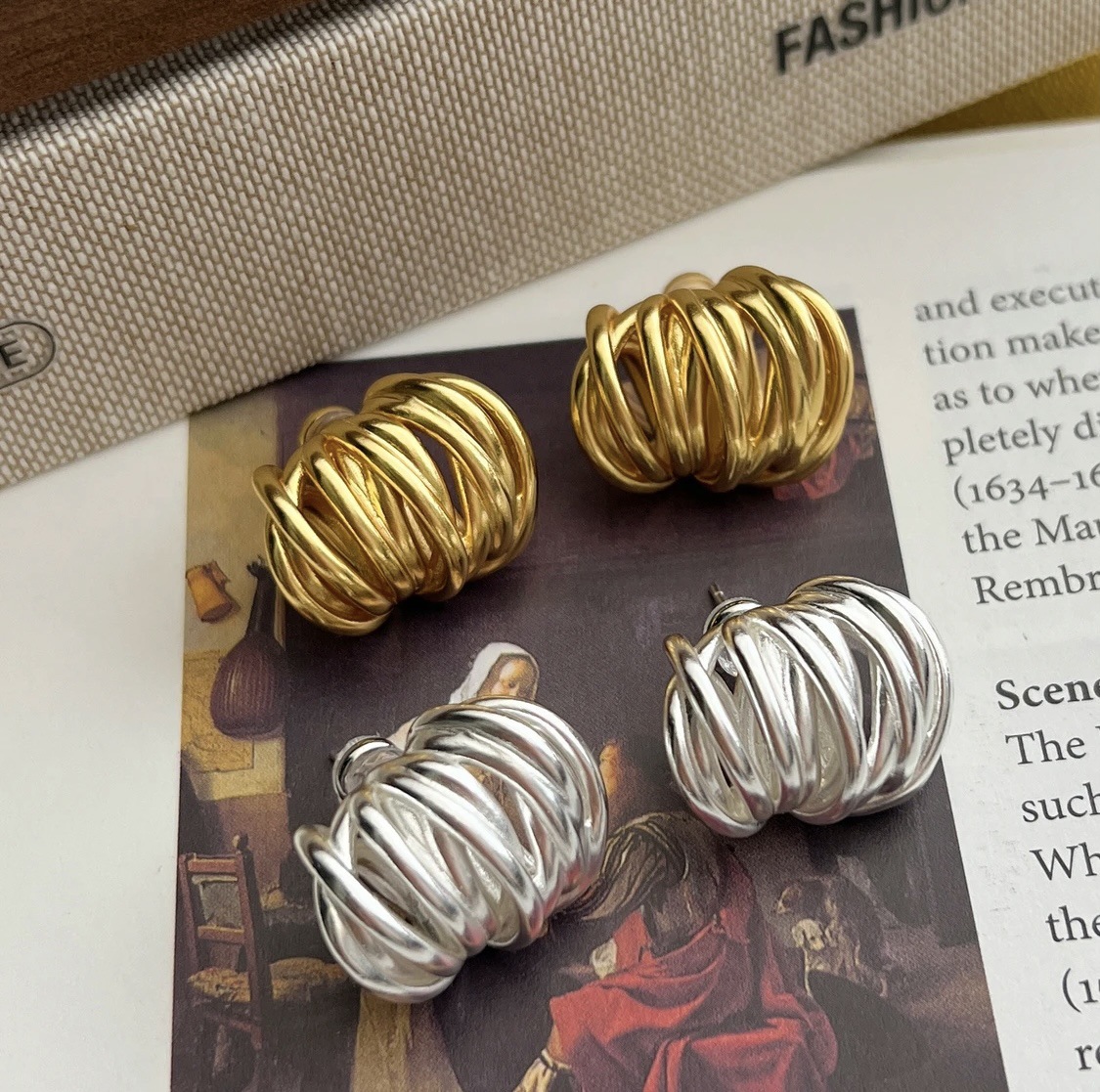 French Retro Brass Material,Simple And Elegant,Fashionable,High-end,Casual,Versatile,Korean Styley Earrings,Women's Earrings