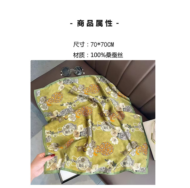 新款真丝丝巾女春秋欧美时尚蚕丝印花方巾百搭高级感礼品围巾批发详情2