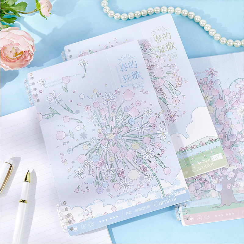 Recoger el cuaderno de hojas sueltas B5 serie Rose, portátil de 5 orificios de alto valor, portátil extraíble a mano, para estudiantes