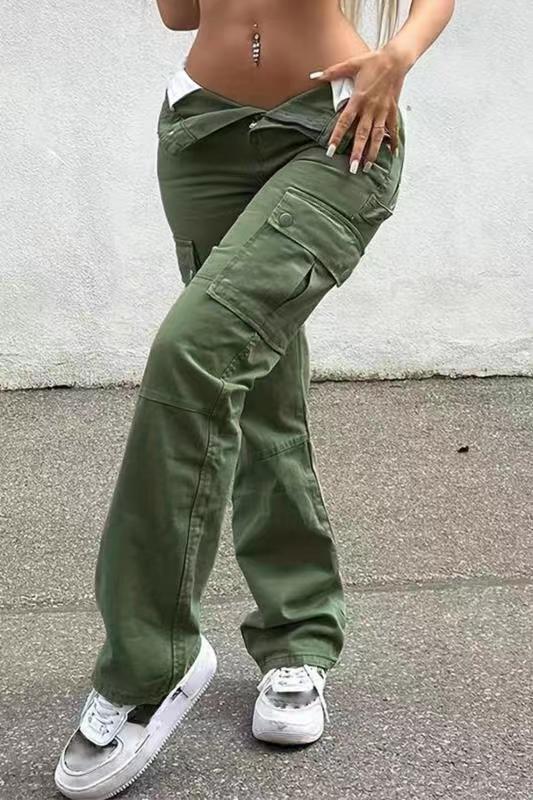 Femmes Du Quotidien Rue Décontractée Couleur Unie Toute La Longueur Poche Pantalon Cargo display picture 4