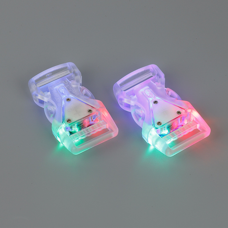 En stock PET Correa plástico LED transparente luminoso enchufe hebilla arnés del perro accesorios PC blanco 25mm hebilla de seguridad