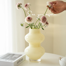 高级感中古花瓶摆件法式芬顿奶油色客厅插花鲜花网红小众餐桌装饰