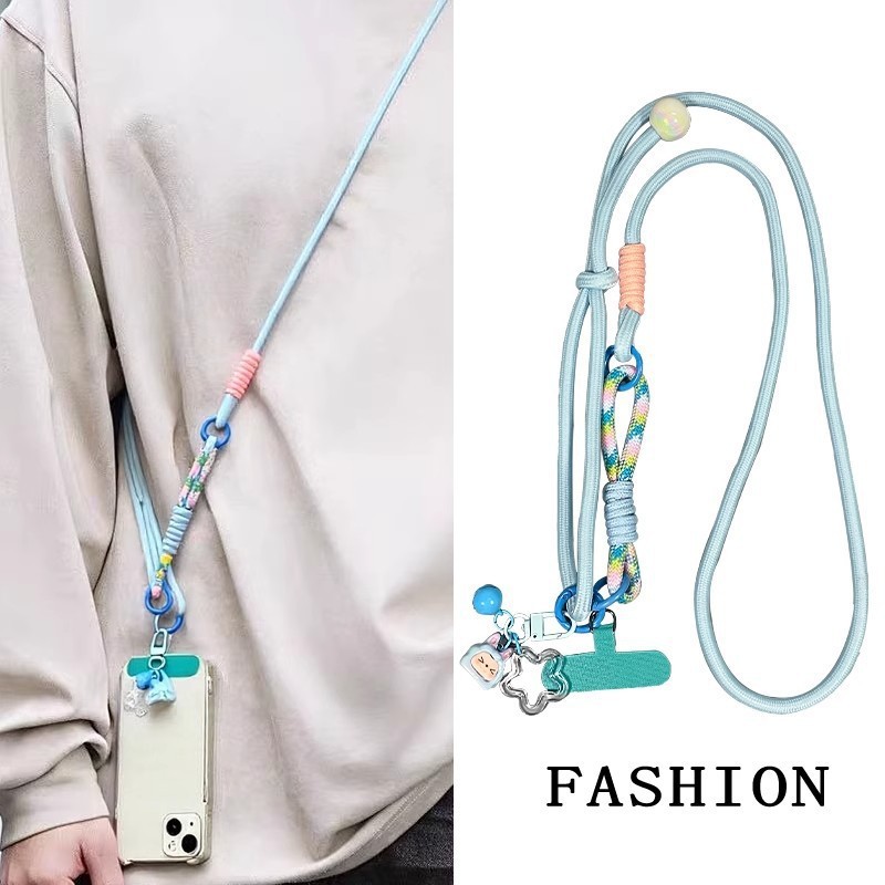 Phone Bag Strap with Doll Pendant, Adjustable Crossbody Strap for Outdoor Use, Anti-Loss, Long Neck Strap, Portable