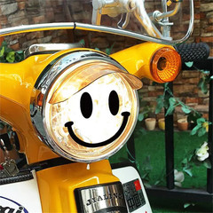 電動車大燈貼紙笑臉表情搞笑電動車個性創意愛瑪台鈴雅迪車燈裝飾