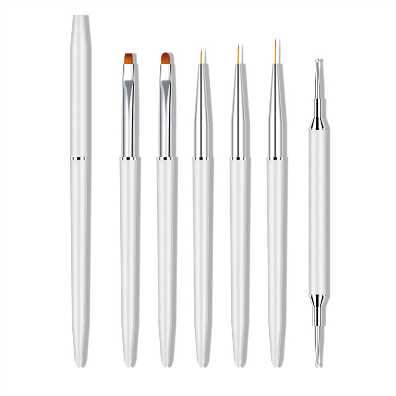 Cross-border Especial 6-piece pluma de pintura de uñas pluma de taladro de doble cabeza varilla de metal pluma de dibujo pluma de fototerapia pluma conjunto de belleza de uñas