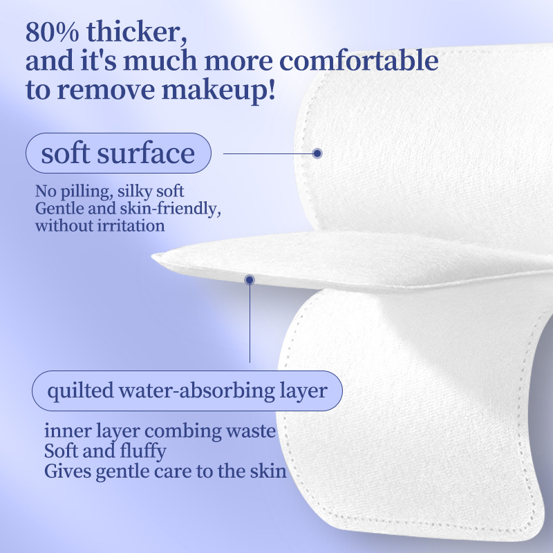 LMLTOP 6cm más amplio, 100 piezas de algodón de maquillaje plano cuadrado de doble cara, algodón húmedo de eliminación de maquillaje, suministro transfronterizo