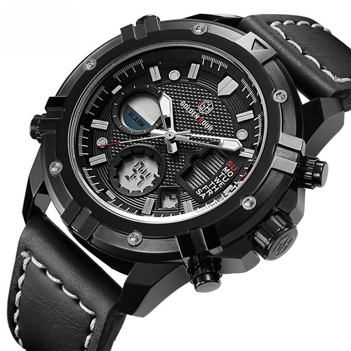 Multi-functional Waterproof Casual Fashion Electronic Watch for Men Sports Watch Student Genuine Leather Watch