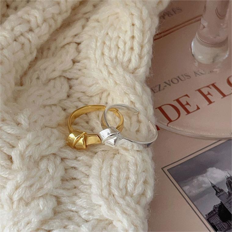 Sterling Silver Simple Style Knot Open Rings display picture 7