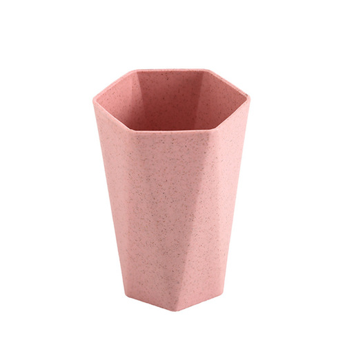 Small Wheat Straw Toothbrush Cup Household Toothbrush Cup Couple's Bathroom Set Simple Rhombus Toothbrush Cup Creative Mouthwash Cup