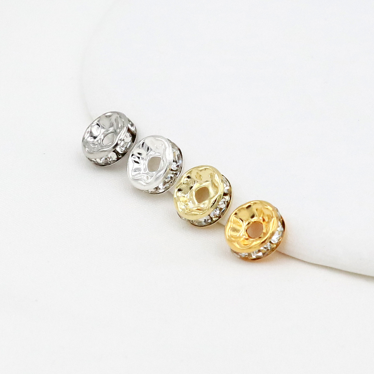 Color-Preserving 18K True Gold Micro-Inlaid Diamond Ring Bracelet Spacer 14K Gold-Filled Wheel Spacer Beads Loose Beads DIY Accessories D78