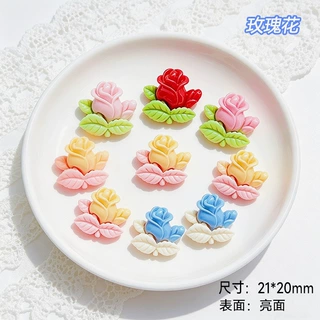 多彩玫瑰花DIY树脂配件饰品手工制品发夹手机壳水杯鞋扣配饰批发