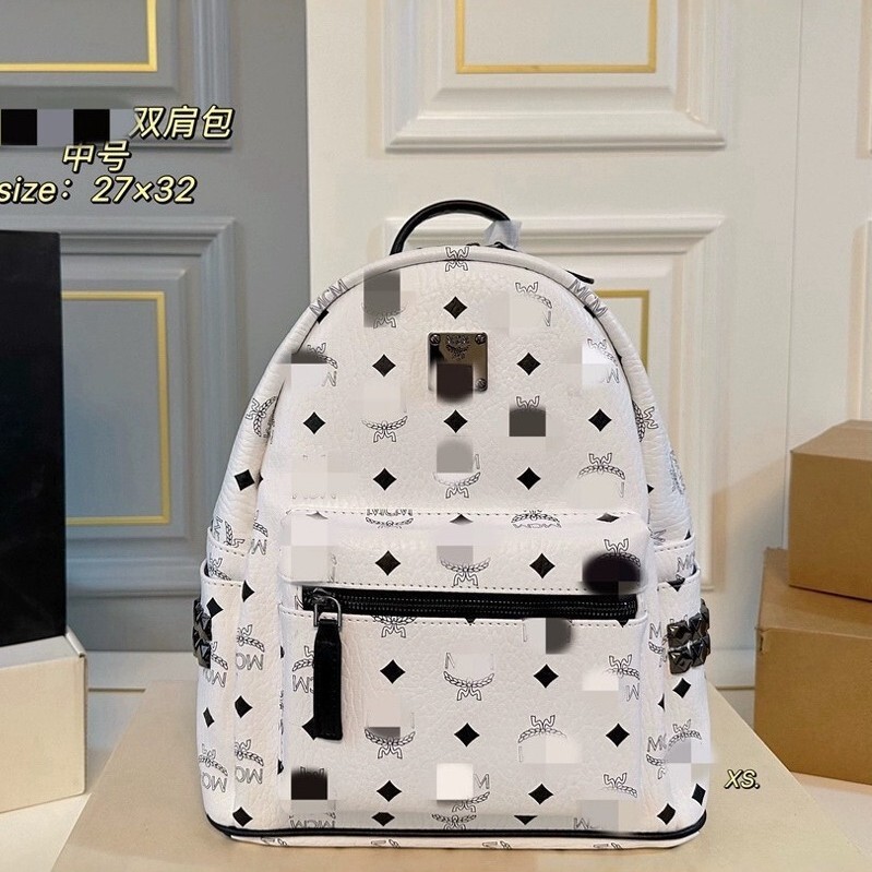 Mc Backpack Men's and Women's Backpack School Bag Side Rivets Small and Medium Large Capacity Travel Bag High Fashion