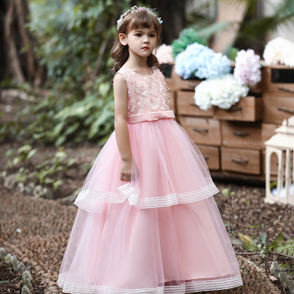Vestido DE LOS NIÑOS vestido de princesa puffy Vestido largo de la ropa de los niños 61 ropa de rendimiento falda de malla en stock