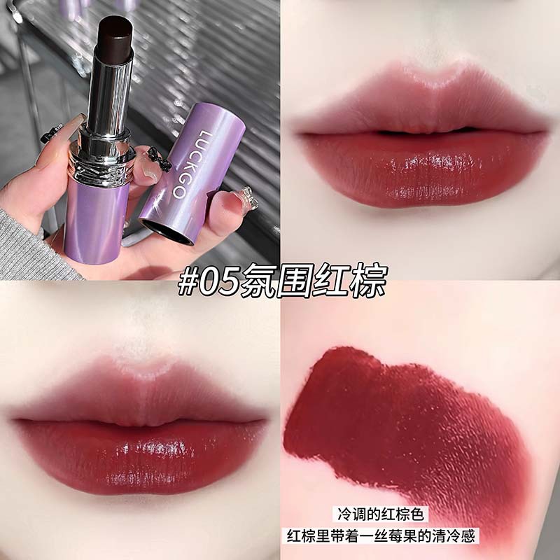 LUCKGO rosa negra magia no tachar taza de lápiz labial humectante vidrio transparente labios de color pseudo simple desarrollo de color barato maquillaje