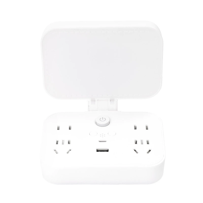 Smart table lamp night light, voice/ sound control with USB socket, 3-color eye-protection