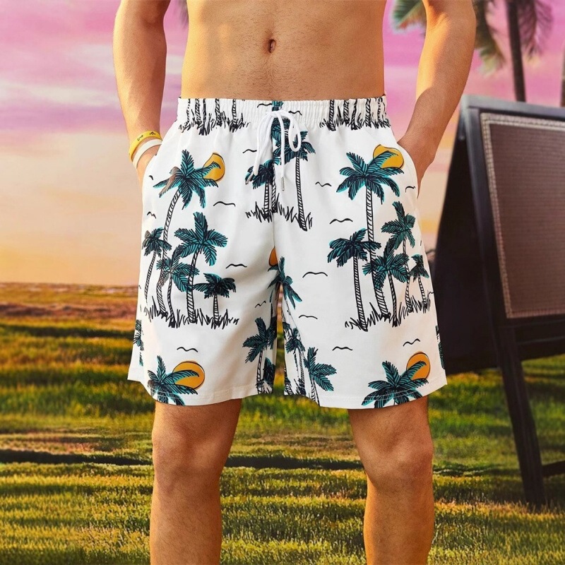 Independent Site Cross-Border Hawaiian Quick-Dry Casual Sports Beach Shorts Men's Swim Shorts 3D Digital Print