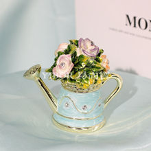 亚马逊热销珐琅首饰盒花朵茶壶花洒高颜值精致金属装饰盒家居摆件