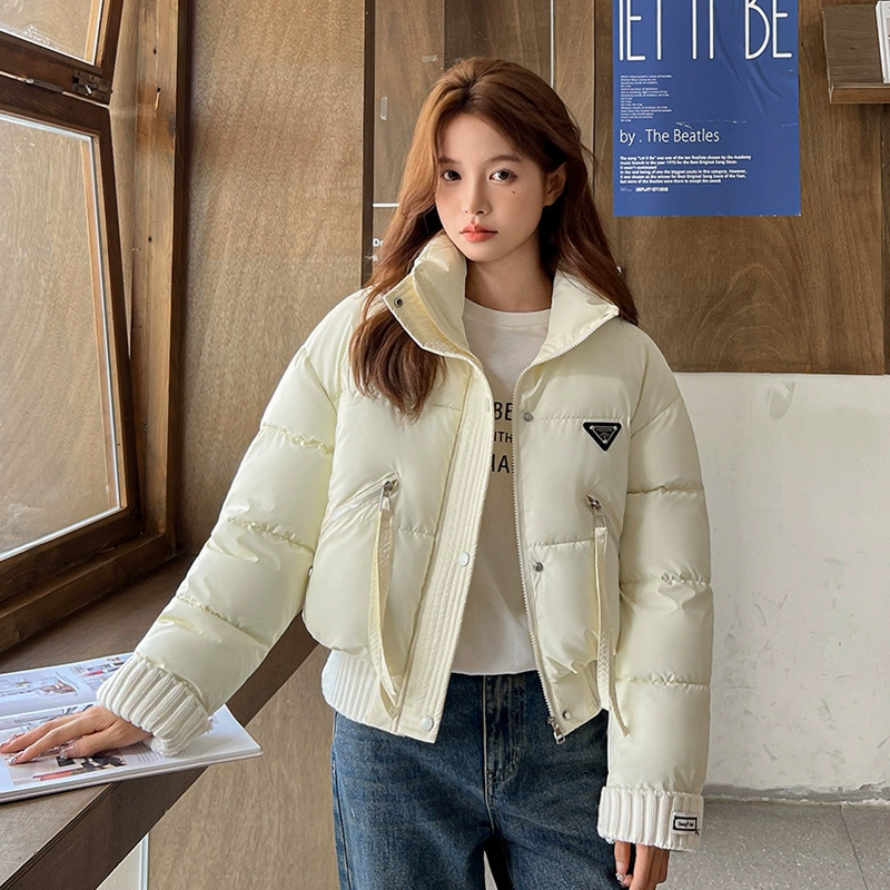 Fashionable knitted winter down jacket with down, Korean style, feather stuffing, for teenagers, loose fit