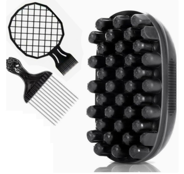 Ventas transfronterizas en caliente cepillo de cabello negro de rizos sucio cabello de rizos portátil compacto peine de cabello de cabello de cabello de cabello para hombres estilo peine de cabello