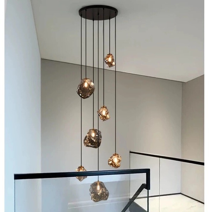 Modern Minimalist Ice Cube Chandelier Loft Duplex Stairwell High Ceiling Living Room Large Chandelier Stairwell Long Chandelier Modern Minimalist Ice Cube Chandelier Loft Duplex Stairwell High Ceiling Living Room Large Chandelier Stairwell Long Chandelier