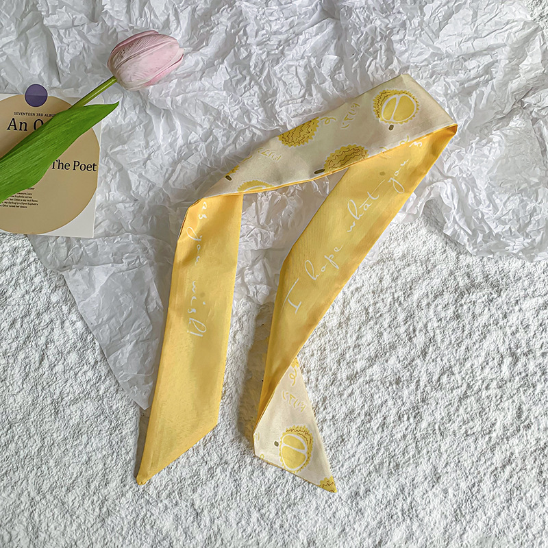 Bufanda de seda, banda larga, sensación de alta calidad, nuevo estilo, cuello, bufanda pequeña, serie de frutas, pañuelo para el cabello, cinta para el cabello