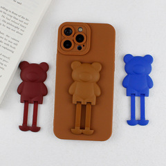 Lazy Desk TV-Show Watching Stand, Little Bear Back-Adhesive Phone Holder, Cartoon-Style Creative Phone Support, Foldable Bracket