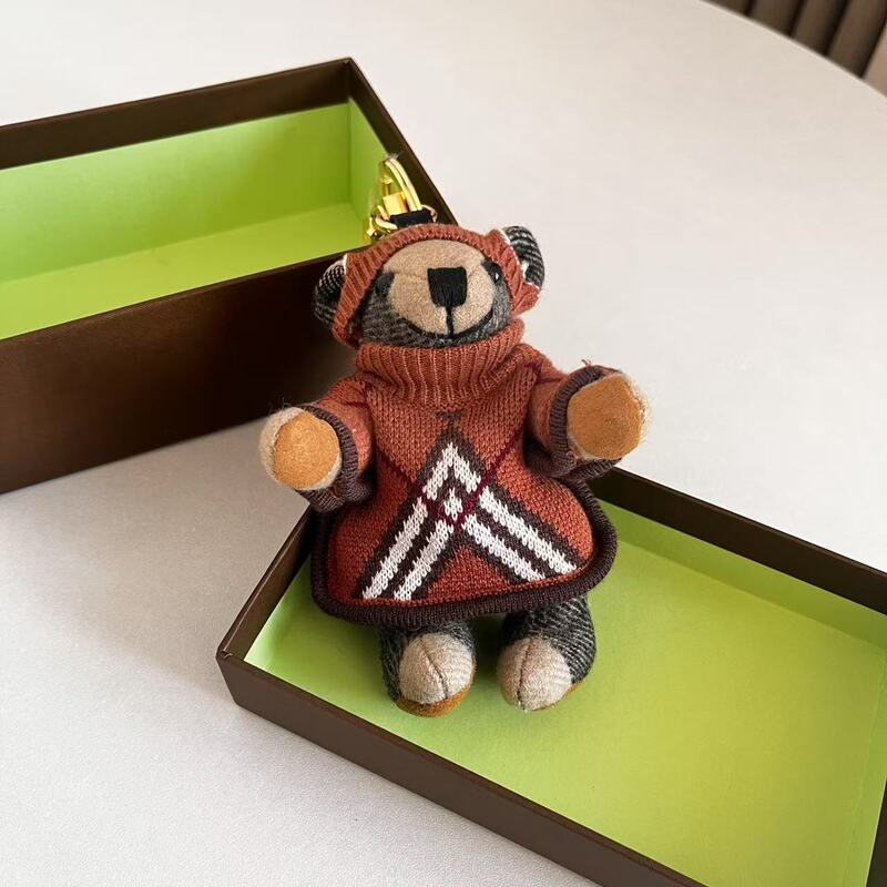 Cross-Border Exclusive B Family Teddy Bear Plush Plaid Teddy Bear Handmade Doll Car Keychain Pendant Bag