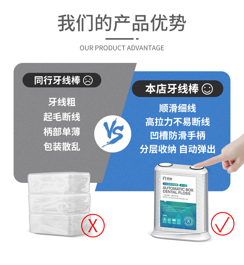 自动盒牙线批发  一次性牙线棒高拉力塑料剔牙签线便携牙线盒厂家详情4