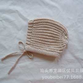 INS新生儿针织帽子套装冬日儿童冬季宝宝保暖帽韩版针织帽毛线帽