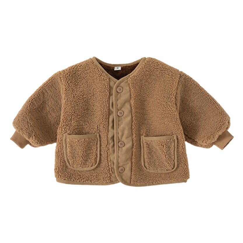Ropa Infantil Youbao, Chaqueta Infantil con Forro Polar, Top Peludo con Bordado de Dinosaurio en la Espalda para Niños Pequeños, Ropa de Invierno para Niños DY83024
