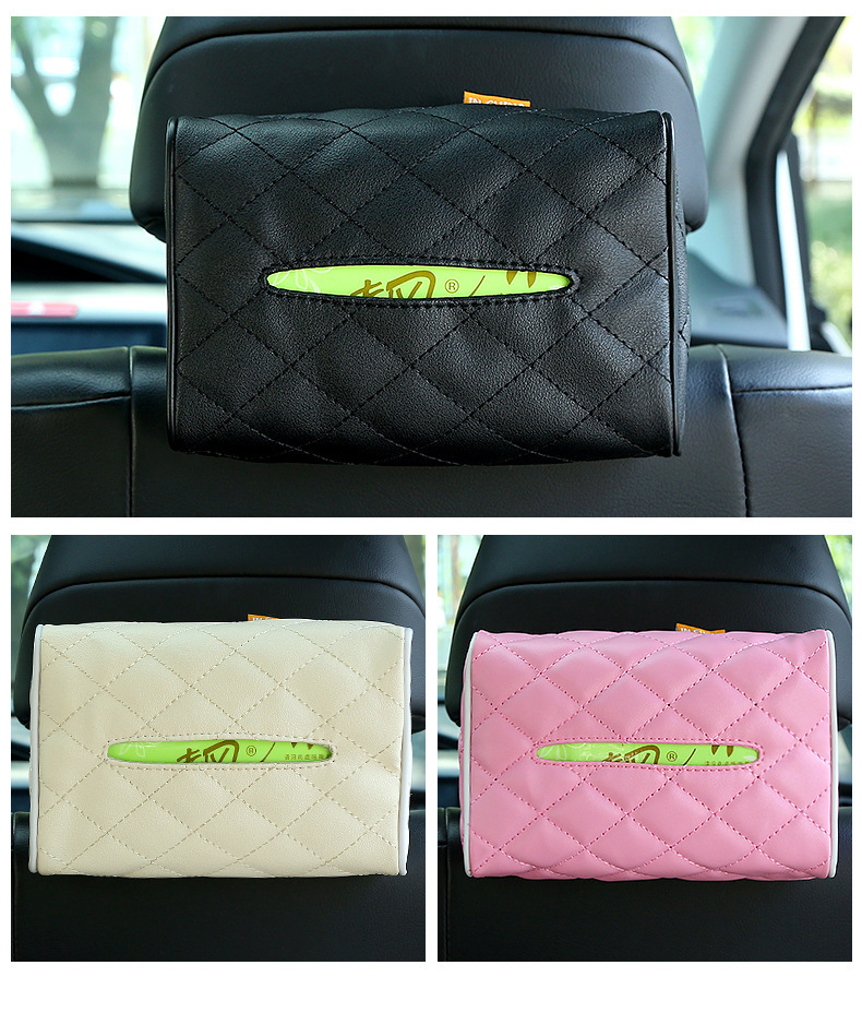 Factory Direct Sales Spot Car Universal Sun Visor Armrest Box Tissue Box Seat Back Hanging Leather Car Storage