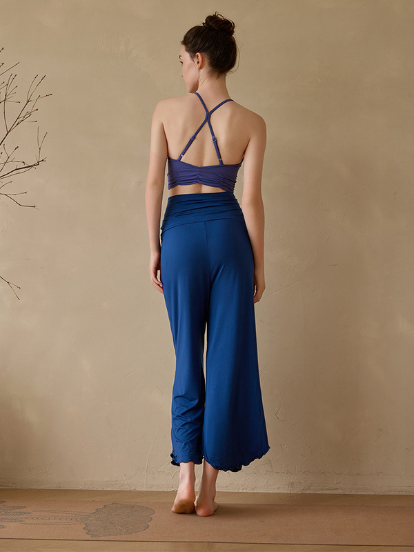 ♔ Vipassana Meditation, Lazy Style Yoga Set, Fitness Running, Pilates High-Waisted Wide-Leg Pants with Fixed Chest Cups