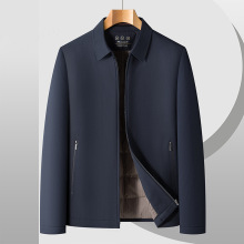 品牌白鸭绒羽绒服夹克春秋新款男士翻领中老年高端休闲公务员外套